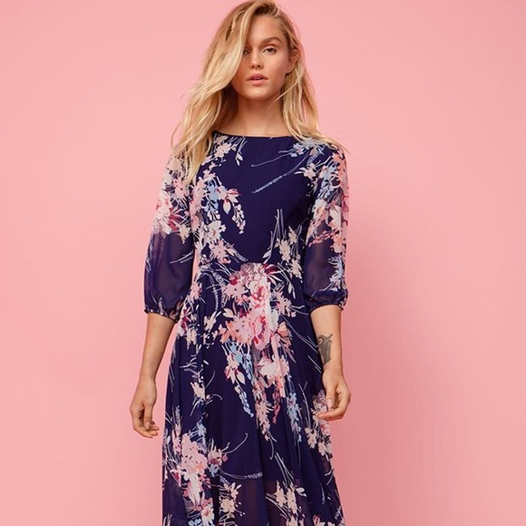NWT $258 Yumi Kim Woodstock Maxi Dress Floral Navy - Picture 6 of 6